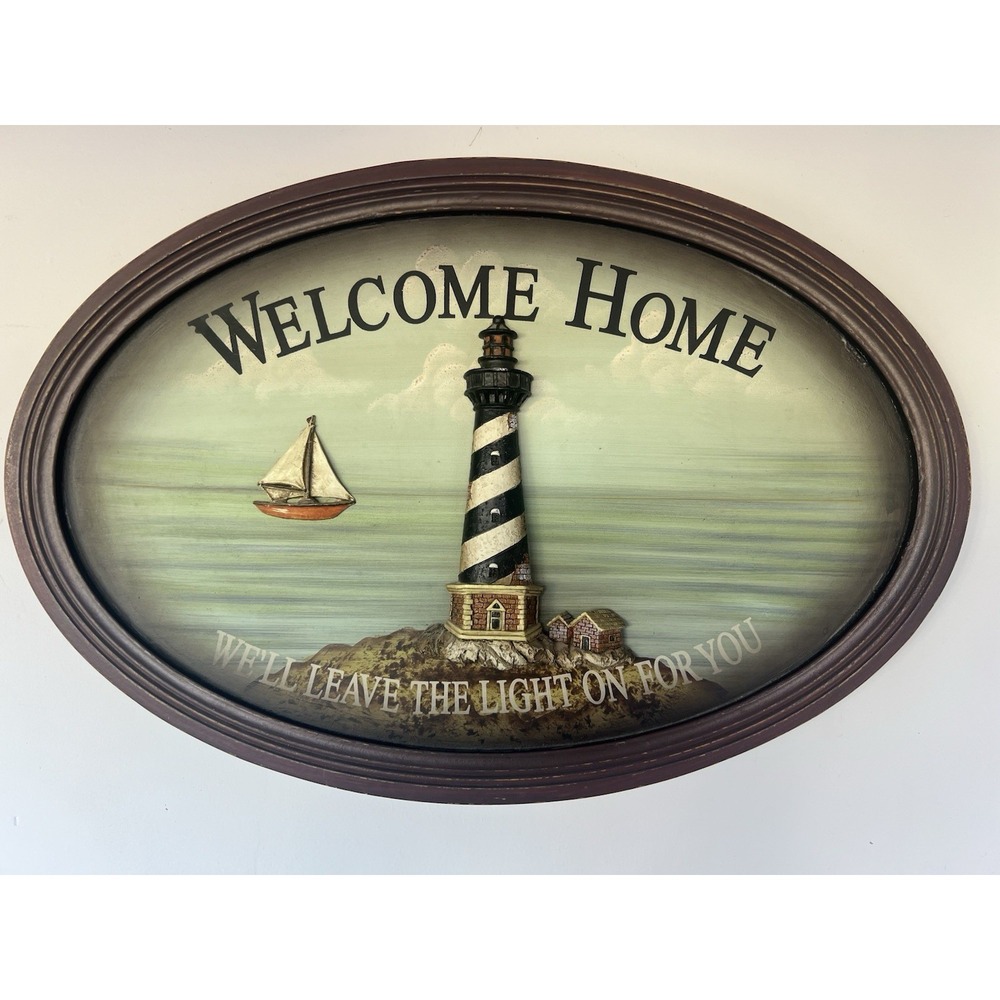 Beachcombers 2003 Lighthouse Pub Sign 3D Nautical Wall Decor Welcome Home 24"